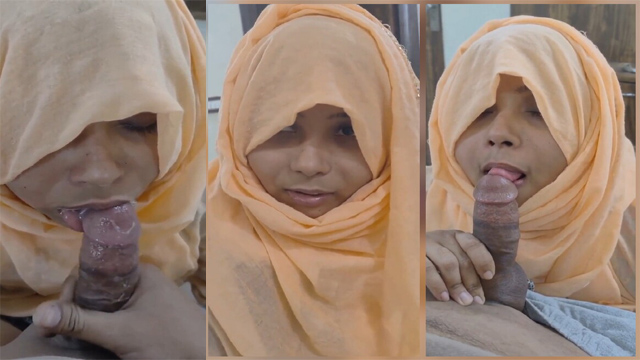 Hijabi Wife Giving Blowjob To Lover & Talking Cum