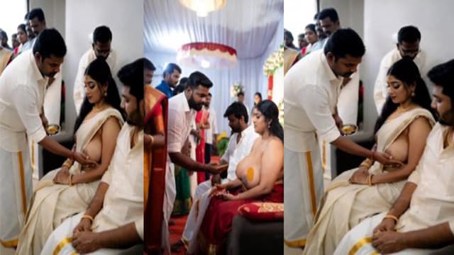Malayalam Woman Performing A Ritual Involving Breast Fondling